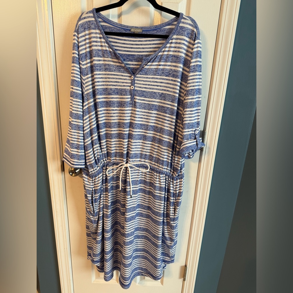 Talbots Blue and White Striped Knit Top